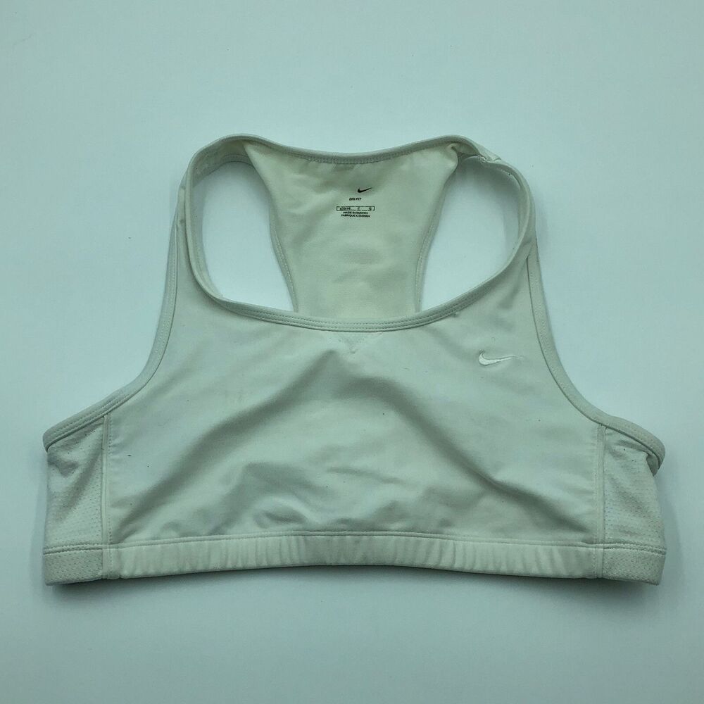 Nike Swoosh White Wireless Sports Bra Womens Dri-Fit Large 12-14